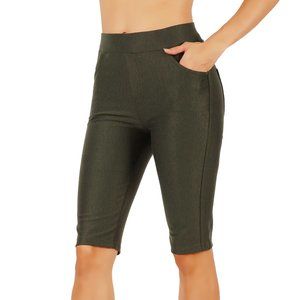 3pcs Set Pull-Up Bermuda Shorts Mid Rise Ponte Knit Casual Office School Uniform